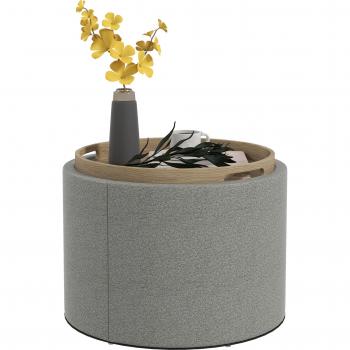 Couvercle Réversible Pouf Lin Gris Naturel