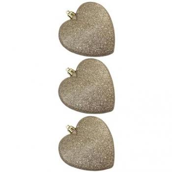 Champagne Heart Glitter Ornaments