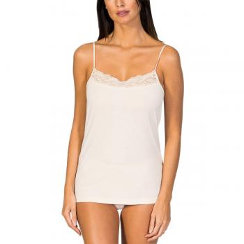 ZD ZERO DEFECTS Camiseta Interior de Tirante de Mujer con blonda Color Cava