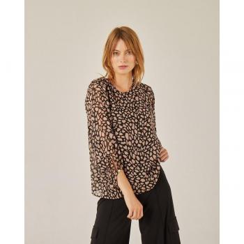 Blusa Relajada Mujer Manga Abullonada