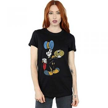 Black Jiminy Cricket Boyfriend T‑Shirt for Women (4XL)