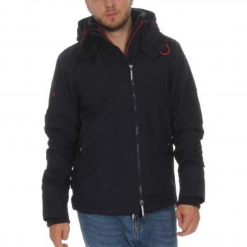 Superdy Mannesjacke Arctic Hood Zip Windcheat Deep Navy & Scarlet S