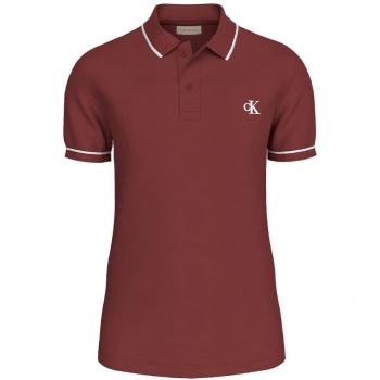 Polo Manches Courtes Brique Calvin Klein
