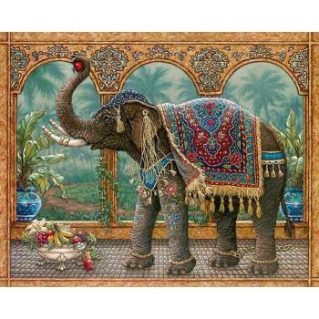 Gemstone Elephant Needlework Set – 20x30 cm