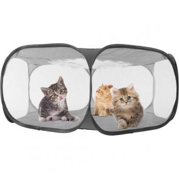 Small Animal Playpen with Zippered Cover and Transparent Design