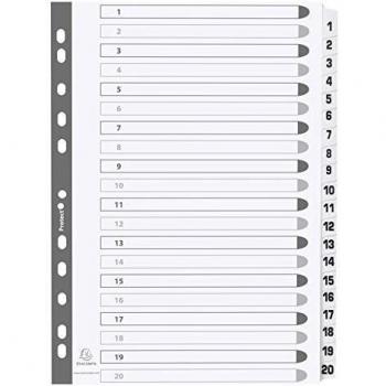 Intercalaires A4 Exacompta avec numéros 1 à 20