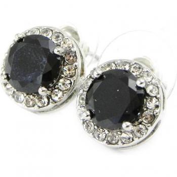 Les Trésors De Lily Sissi Earrings – Black/White Zirconia (I3807)