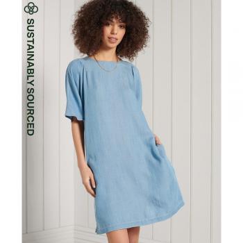 Superdry Vestido Corto Azul para Mujer