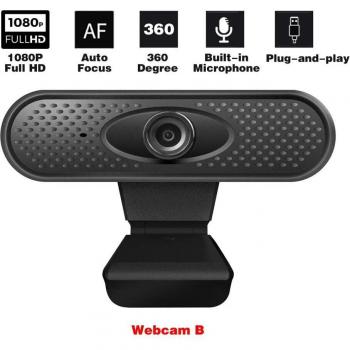 Rotatable HD 1080P Webcam with Integrated Microphone