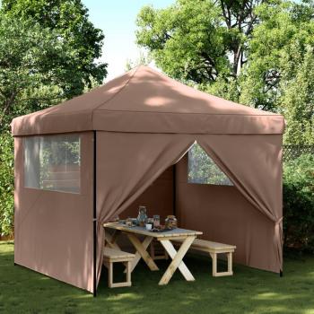 VidaXL Carpa de fiesta plegable Pop-Up con 4 paredes laterales marrón