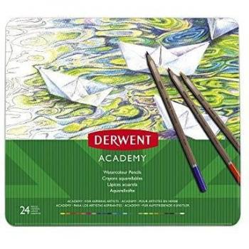 Coloured Pencils Derwent Academy Watercolour Tin Of 24