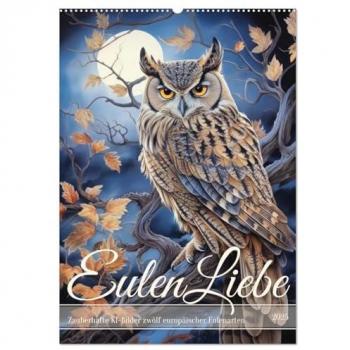 Eulenliebe (Wandkalender 2025 DIN A2 hoch) CALVENDO Monatskalender