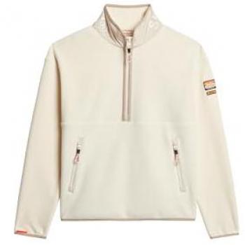 100% Cotton Fleece Half‑Zip Top – White, Superdry XL