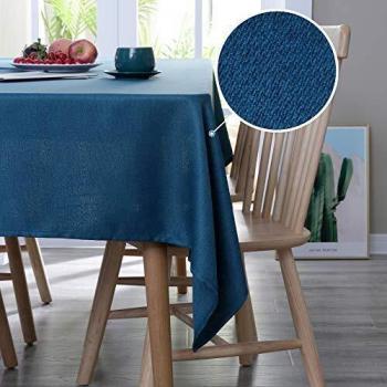Couverture de Table Lin Bleu Foncé – 130x130cm