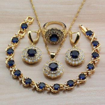 Set Mágico de Circonia Azul y Oro