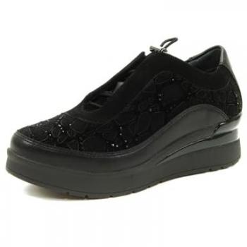Stonefly CREAM 21 zapato casual para mujer en serraje, cordón elástico, tipo blucher, color negro, talla 38