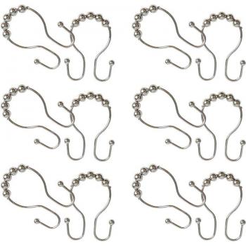 12 Pcs Glide Hooks for Bathroom Curtains