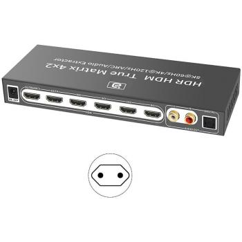 Conmutador HDMI 2.1 8K-4K 4x2 con Salida de Audio CEC EU