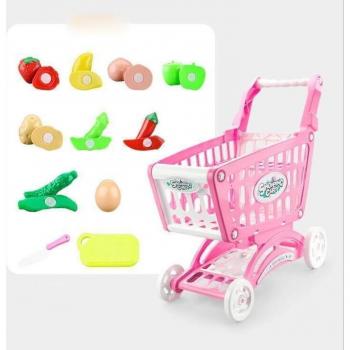 Carrito de Juguete para Supermercado con Mini Comida y Cesta