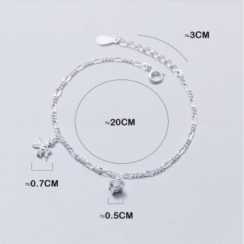 Flower Fairy Ankle Bracelet for Women in 925 Sterling Silver with Diamond Zircon