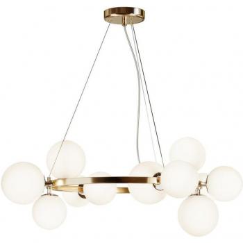 Suspension design Dallas 11 lampes doré/blanc