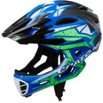 Cratoni C-Maniac Pro Downhillhelm für Mountainbiker (schwarz-blau-grün, M-L)