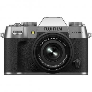 Fujifilm X‑T50 Silber‑Kit mit XC 15 – 45 mm Objektiv (OIS/PZ)