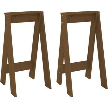 Tabouret de bar double – Pin brun massif – 40 x40 x75 cm – Ensemble DEC026410