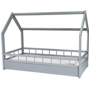 Lit Cabane en Bois Massif avec Matelas 160x80cm