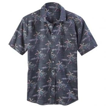 Beach Time Herren Hawaiihemd Dunkelblau Regular Fit mit Palmenprint Gr. L