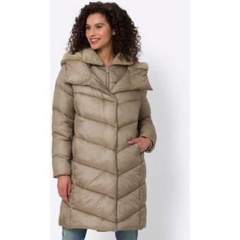 Heine Steppmantel – Beige (Sesam) Damen, Größe 40, 100 % Polyamid, Polyester‑Kapuzenfutter & Wattierung