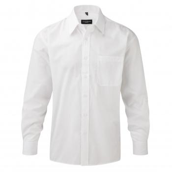 Russell Collection XL White Easy Care Long‑Sleeve Poplin Shirt