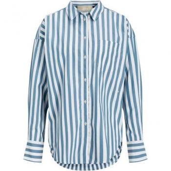 Camicia A-Maniche Lunghe Jack & Jones Jamie Relaxed Poplin Blu a Strisce Noos Jjxx XS