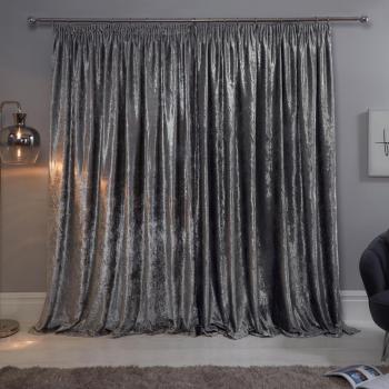 Sienna Crushed Velvet Pair of Pencil Pleat Curtains