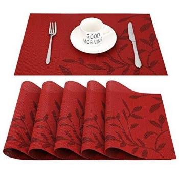 Ensemble de Sets de Table CHAOCHI Antidérapant Résistant à l'usure (Lot de 6, Rouge)