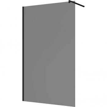 Douche à pied 60 cm – Aluminium noir mat, verre fumé 8 mm, traitement anti‑calcaire H200, hauteur