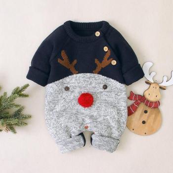 Maillot festif Bébé Renne Tricot 0‑18M