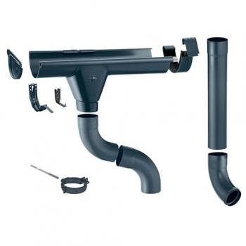 Zambelli Zink-Dachrinne RG250 – 1‑seitiges Set (Anthrazit, 2 m, 8 Stück) für bis zu 70 m² Dachfläche