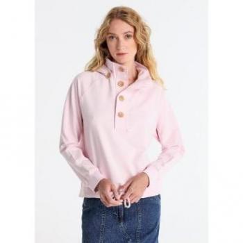 Lois Jeans Rompedor: Sudadera con Capucha Desmontable en Color Rosa