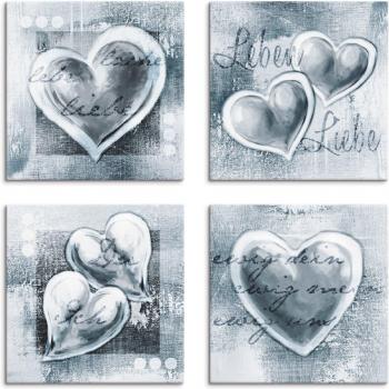 Artland Leinwandbild »Herzen der Freude«, 4er Set, verschiedene Größen