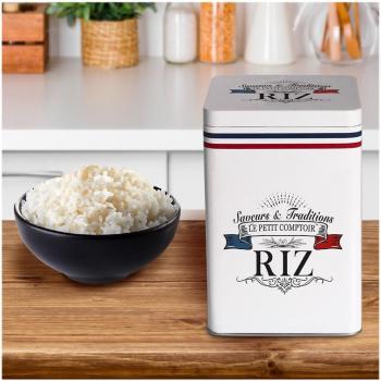 Caja de arroz 'Le Petit Comptoir' en metal blanco