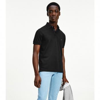 Polo Tommy Hilfiger 1985 Slim Fit Noir Homme Coton Organique Élastane
