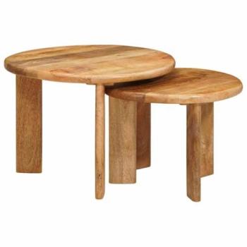 VidaXL Brown Mango Nesting Coffee Tables – 2pcs