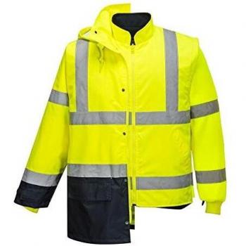 Oxford Weave 300D Class 3 Hi Vis 5-in-1 Executive Jacket, Yellow/Navy, Size: X-Small