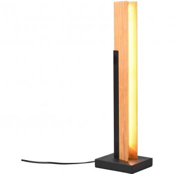 Lampada LED da tavolo Kerala con touchdimmer, legno naturale e metallo nero, dimmerabile, altezza 50 cm