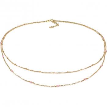 Collier en Argent Sterling 925 avec Pépites de Quartz Rose, Décoration Multicouche pour Femmes