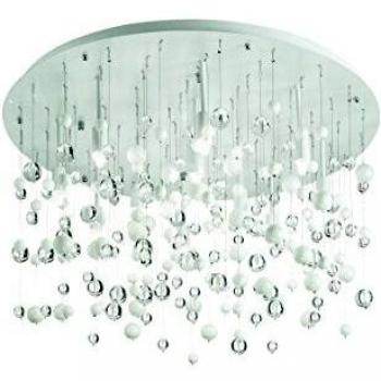 Netlighting Neve 12 Light Large Semi Blown Glass Bubbles Flush Ceiling Pendant in White Finish, G9