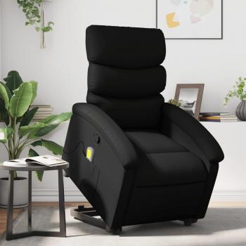 Poltrona Massageadora com Elevação Reclinável – Estilo VidaXL em Couro Preta