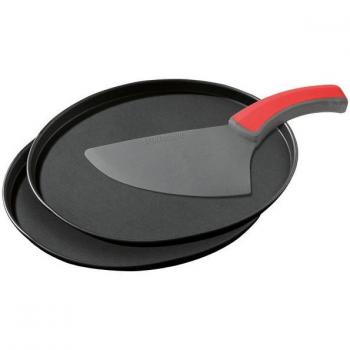 Zenker Pizzaset 3-teilig mit antihaft Pizzablech, Pizzaschneider und Heber