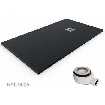 Piatto Doccia Estrapiano in Resina Quarzo Nero (RAL9005) 75x110 cm – Texture Ardesia Antiscivolo